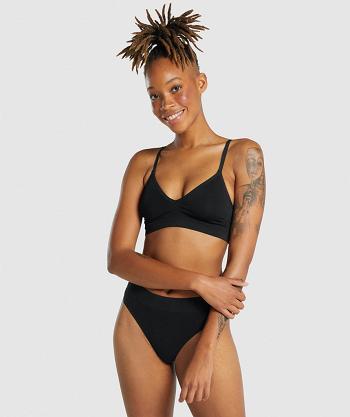 Dámské Bralette Gymshark Seamless Low Neck Černé | CZ 3169HAP